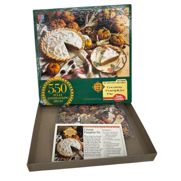 Betty Crocker jigsaw Puzzle 550 Pieces 1991 VTG recipe card creamy pumpkin pie - Picture 2 of 10